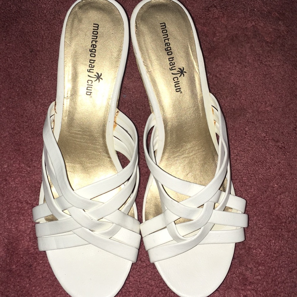 White Wedge Slide in sandals